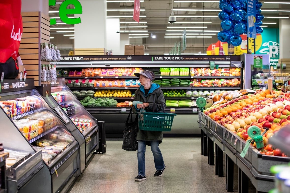 made-in-canada-1 Grocery products that are made in Canada are pictured on shelves at a supermarket in Vancouver, B.C., Friday, Feb. 28, 2025.