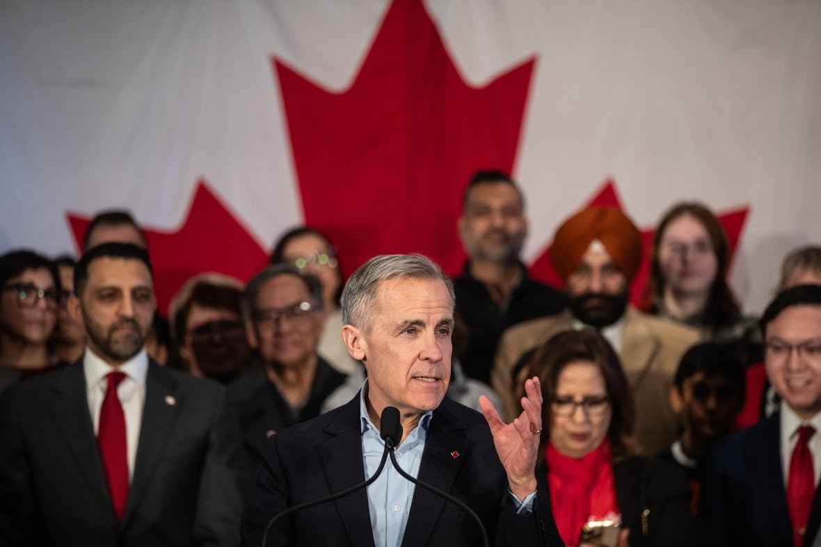 carney-liberal-leadership-20250116 Mark Carney speaks during his Liberal leader campaign launch in Edmonton, on Thursday January 16, 2025.